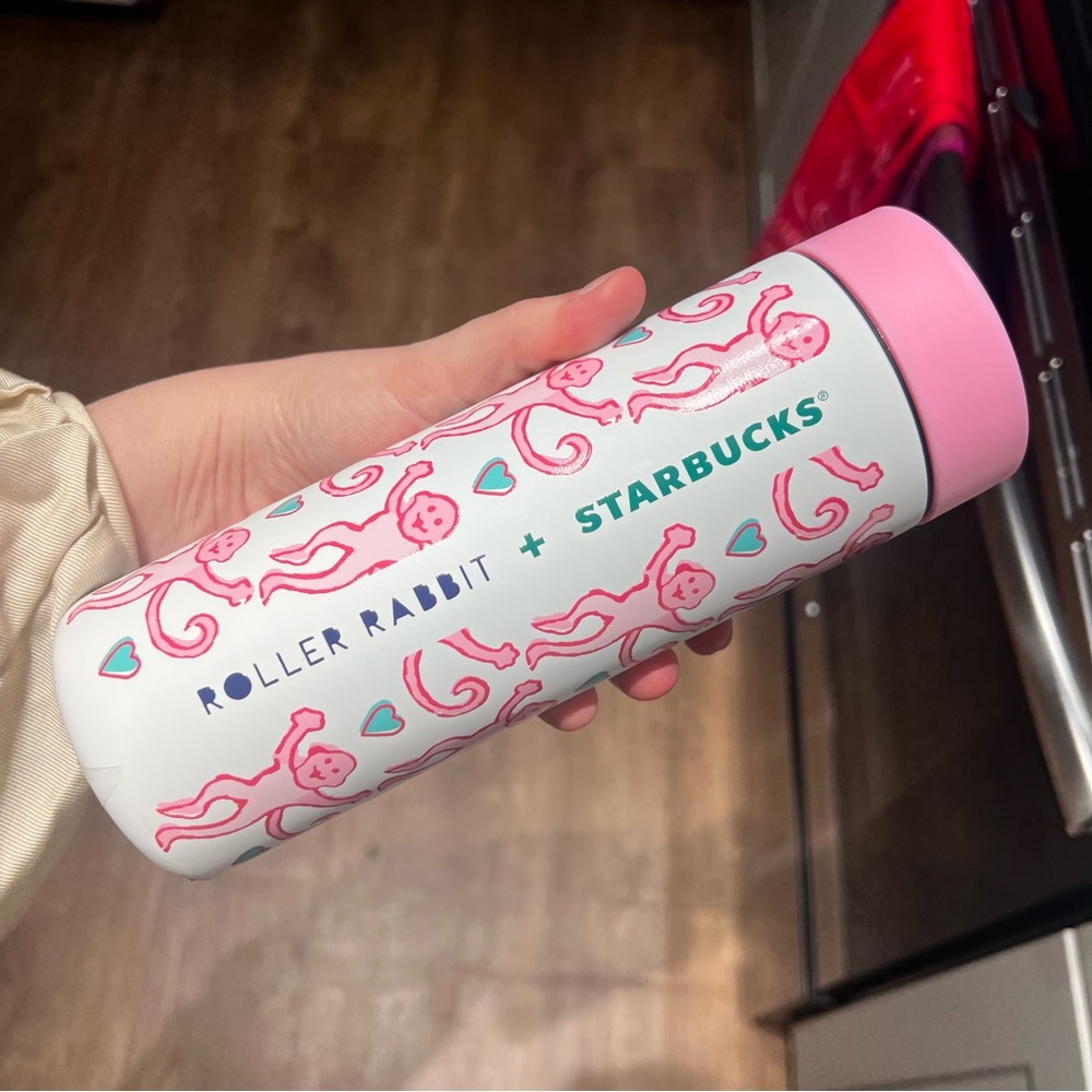 Starbucks X Roller Rabbit Pink Monkey Cup Tumbler